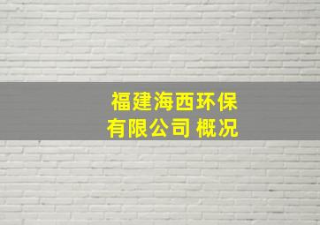 福建海西环保有限公司 概况